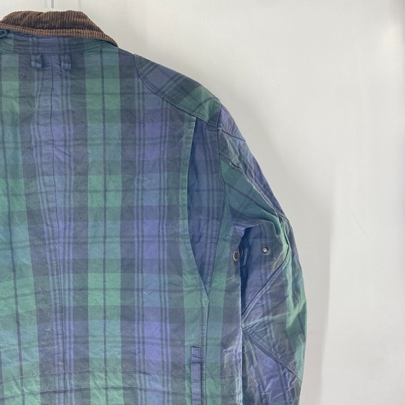 Polo Ralph Lauren Premium Oil Cloth Field Jacket Waxed Skin Tartan Plaid Sz M - Picture 9 of 14
